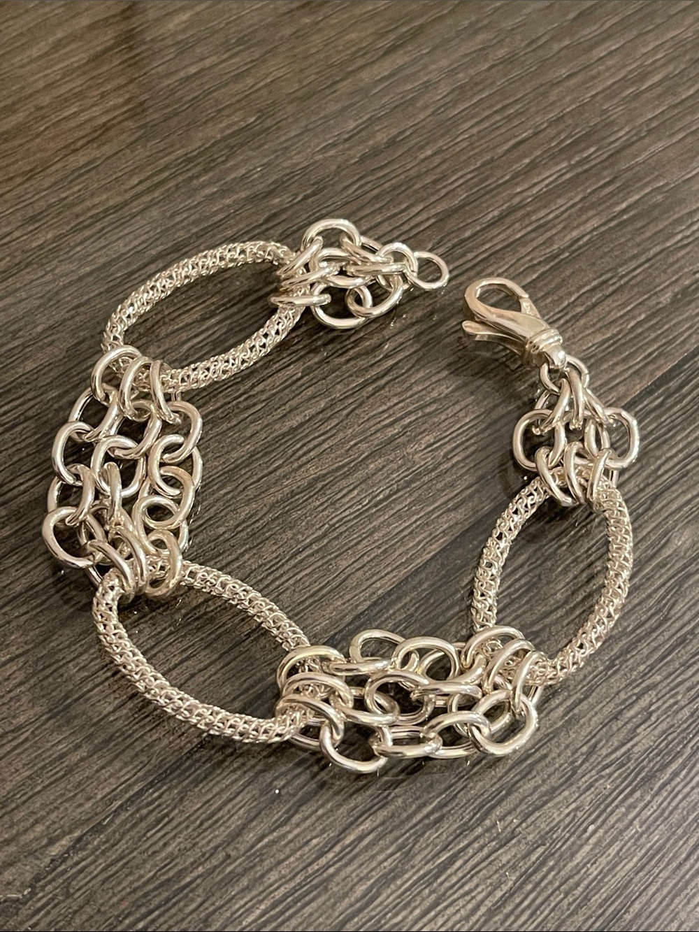 Vintage VIOR Sterling Silver Oval Link Bracelet